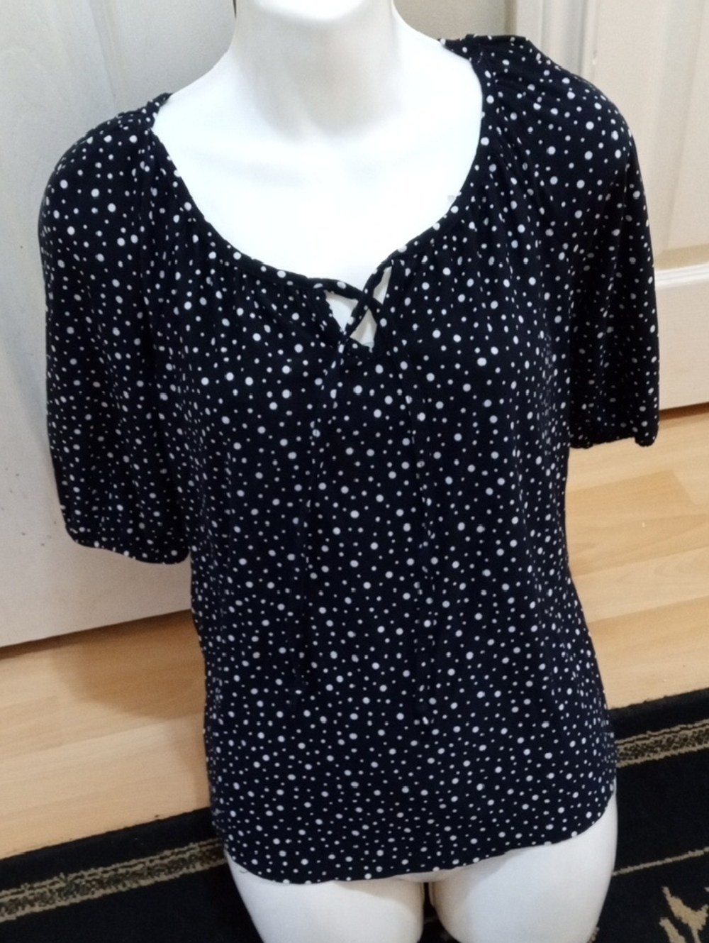 Take Extra50%off▶mandee Black Polka Dot Tie-Front Blouse